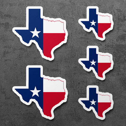 Sticker, Vinyl Decal, Texas Shape State Flag, American, 5 Stickers