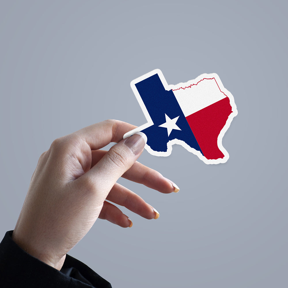 Sticker, Vinyl Decal, Texas Shape State Flag, American, 5 Stickers