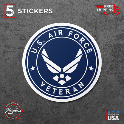 Sticker, Vinyl Decal, U.S. Air Force Veteran, 5 Stickers