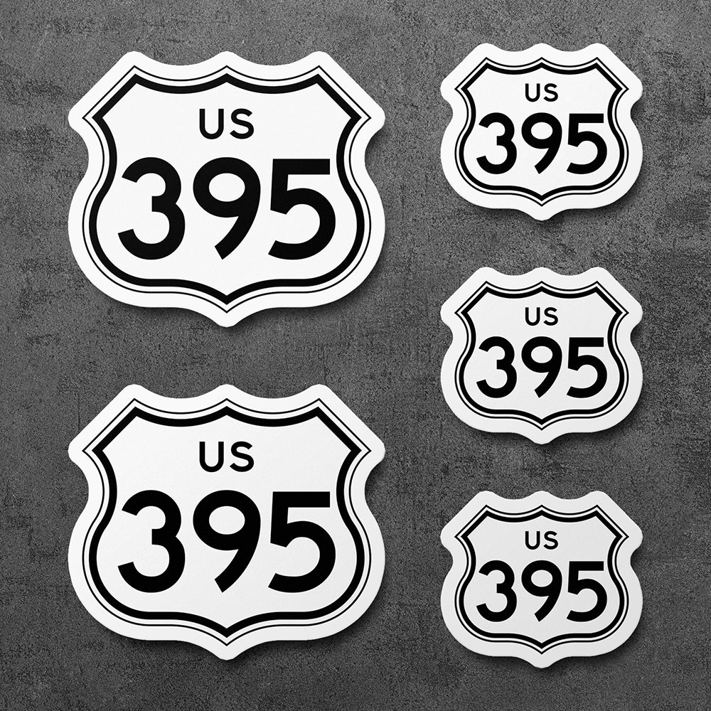 Sticker, U.S. Route 395 California Vinyl Decal, 5 Stickers