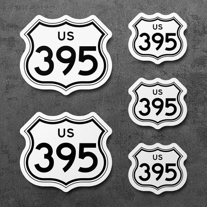 Sticker, U.S. Route 395 California Vinyl Decal, 5 Stickers