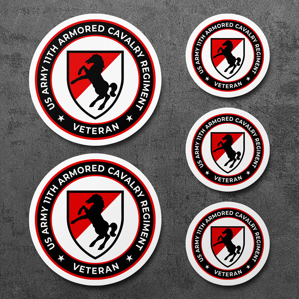 5 Stickers Vinyl Decal, US Army 11th Armored Cavalry Regiment Veteran Blackhorse