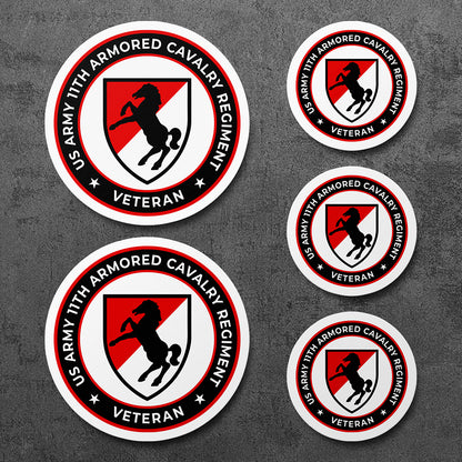 5 Stickers Vinyl Decal, US Army 11th Armored Cavalry Regiment Veteran Blackhorse