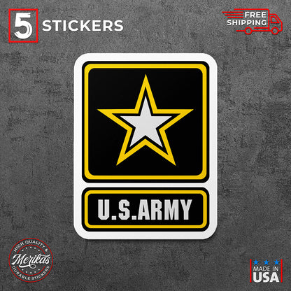 Military Sticker, Vinyl Decal, US Army, 5 Stickers