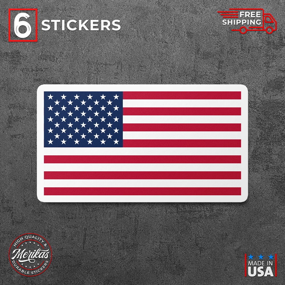 6 Stickers, Vinyl Decal, American Flag, United States Of America, USA Flag