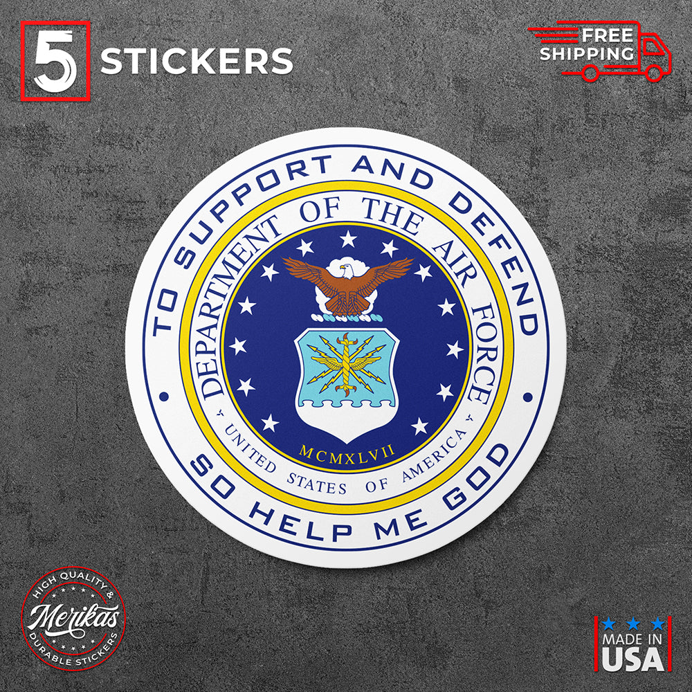 Sticker, Vinyl Decal, Department of the Air Force USA, 5 Stickers