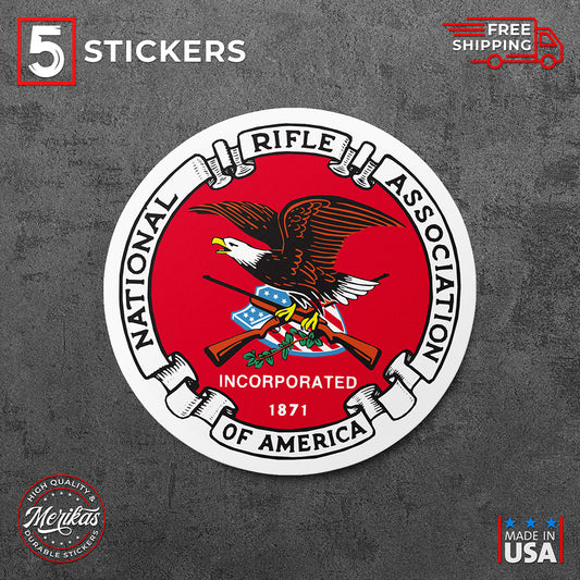 Sticker, Vinyl Decal, National Rifle Association Official Logo, NRA, 5 Stickers