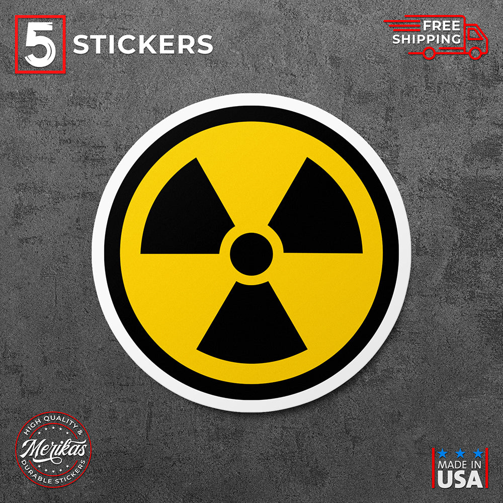 Sticker, Vinyl Decal, Nuclear Sign, 5 Stickers