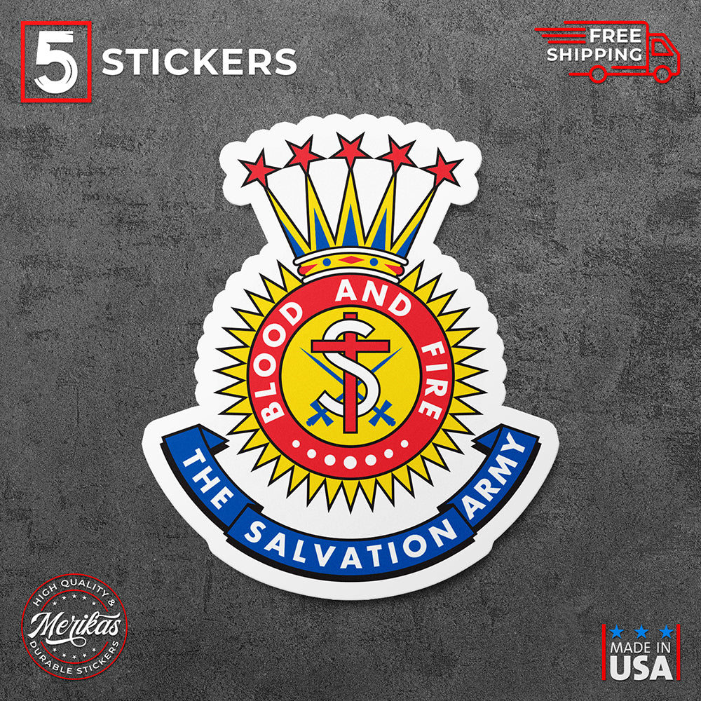 Sticker, Vinyl Decal, Salvation Army Crest, 5 Stickers