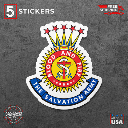 Sticker, Vinyl Decal, Salvation Army Crest, 5 Stickers