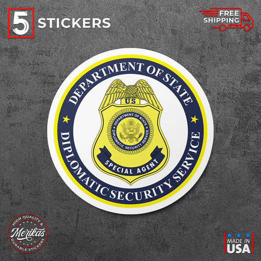 Sticker, Vinyl Decal, Seal of the United States Diplomatic Security, 5 Stickers