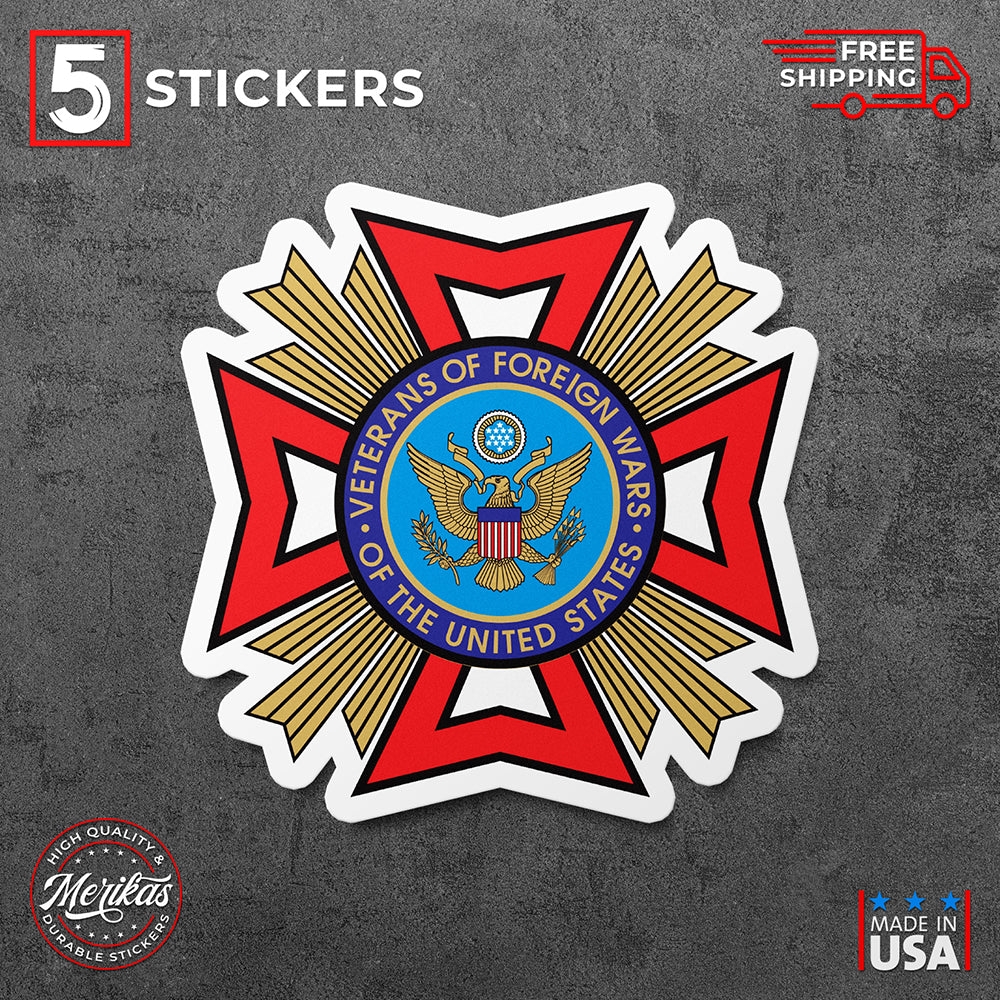 Sticker, VFW Veterans of Foreign Wars Vinyl Decal, 5 Stickers