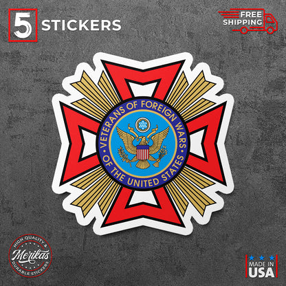 Sticker, VFW Veterans of Foreign Wars Vinyl Decal, 5 Stickers